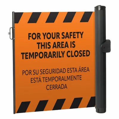 MODUS Mounted Barrier: Fixed Mount, 11 1/2 ft Belt Lg, Restricted Access Messaging - Wall-Mount Retractable Belt Barriers