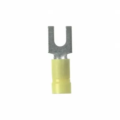 PANDUIT EV10-8FB-Q Insulated Fork Terminal, #8 Stud, 600 V, Yellow Vinyl - Insulated Fork Terminals
