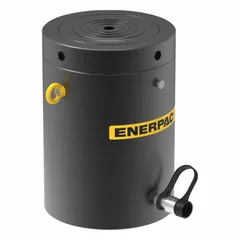The ENERPAC HCL2508 is a general purpose lock nut ram with a 250 ton nominal capacity and 8 in nominal stroke. Its 56.27 sq in effective area supports sustained load holding in lifting, pressing, and structural support tasks where mechanical locking is required.