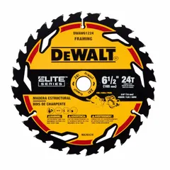 This 6-1/2 in diameter framing blade features 24 teeth with a 0.07 in cut width and a 5/8 in arbor. Designed for cutting wood materials, it is suited for fast, rough cuts in framing, sheathing, and construction lumber applications.