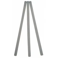 White hot melt adhesive sticks for bonding rubber, with secondary compatibility for wood and paper. Each stick measures 7/16 in diameter and 10 in length, melting at 176°F. Supplied in a 12-count pack for general purpose industrial assembly, packaging, and repair applications.