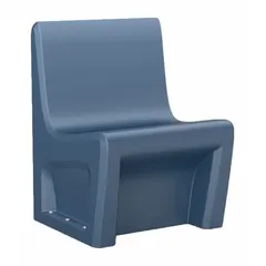 Single-seat armless chair with a midnight blue polyethylene seat. Floor-mount design. Meets ISO 22196 antimicrobial standards and CAL 133 flammability requirements. Suitable for commercial or institutional seating applications.