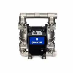 Electric diaphragm pump with 316 stainless steel housing. Features 1 1/2 in fluid connections, Santoprene check valve and seat materials, and operates on 200-240V AC. Suitable for transferring fluids in industrial applications requiring corrosion resistance.