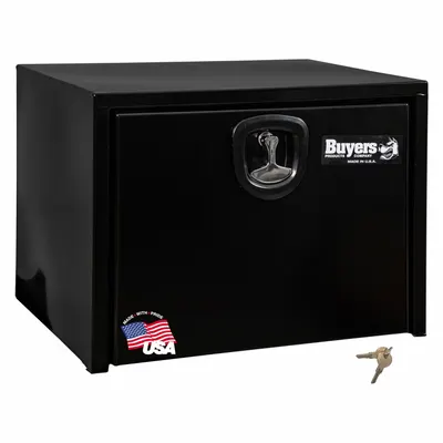 BUYERS PRODUCTS Single Drop-Down Door Box, Black, 18 in Depth, Keyed Lock - Single Drop-Down Door Boxes