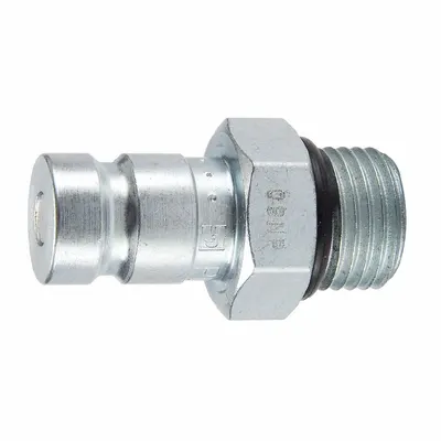 PARKER Nipple with Dust Cap: 1/8 in, 9/16"-18 Thread Size, Male UNF, UNF, Steel - PD Series Hydraulic Quick-Connect Coupling Plugs