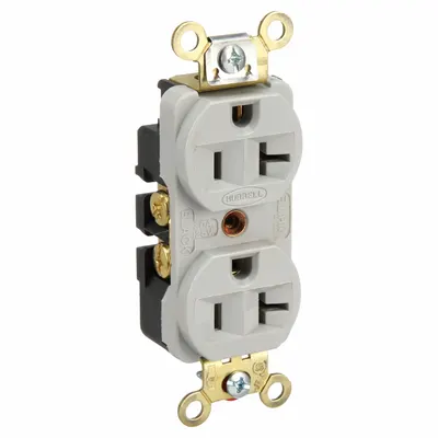 HUBBELL Receptacle: Duplex, 5-20, Gray, 125V AC, 20 A, 2 Pole / 3 Wire (MPN HBL5352GY) - General Purpose Receptacles