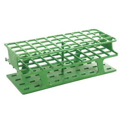 HEATHROW SCIENTIFIC Test Tube Rack, POM, Green, 40 Wells, Benchtop - Lab Storage Racks