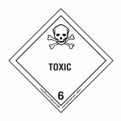 LABELMASTER Class 6 Toxic Label, 3 15/16 x 3 15/16 in, Paper - Class 6: Toxic, Poison Inhalation & Infectious Substances