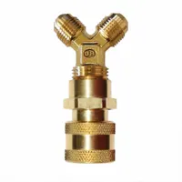 This quick coupler from JB INDUSTRIES features 3/8 inch access and line connections, with a 3 1/4 inch overall length. It is used for rapid evacuation and charging in HVAC and refrigeration systems, enabling fast and secure connections between service ports