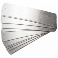 Aluminum mounting plate for attaching identification labels to utility poles. Silver finish with a thickness of 0.02 in. Overall dimensions: 1 3/4 in height by 7 1/4 in length. Fasteners included for installation. Used in utility infrastructure and industrial facilities for clear labeling of poles and structures