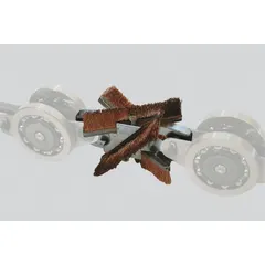 This track-cleaning brush assembly includes four aluminum wire brushes preassembled onto a block for attachment to the chain of a powered conveyor. It is used to clean track, curves, and chain, helping maintain system performance by removing debris that can cause wear or jams. Pack quantity: 1.