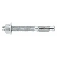 Zinc-plated steel wedge anchors for heavy-duty fastening into solid concrete. Each anchor has a 5/8 in diameter, 6 in overall length, 4 1/8 in thread length, and 5/8"-11 thread size. Suitable for securing structural steel, machinery, or racking in indoor environments. Supplied in a 25-pack