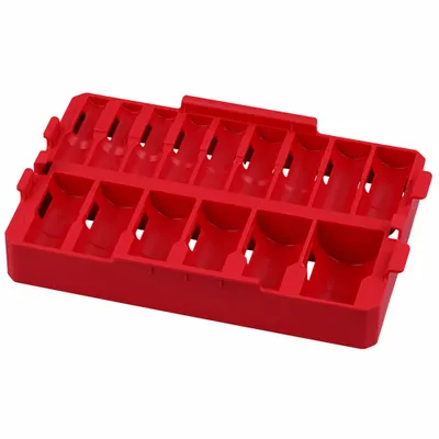 MILWAUKEE PACKOUT Socket Tray, 8 1/16 in W x 12 in D x 1 7/16 in H, Red Plastic - PACKOUT Tool Organizer Trays