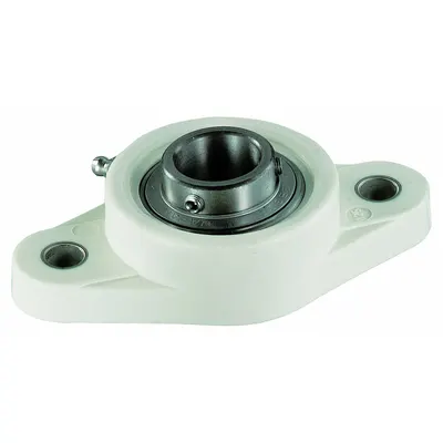 NTN 2 Bolt Flange Bearing: Radial Ball, 5/8 in Bore, Polymer, Set Screws - Food-Grade Flange-Mount Ball Bearings