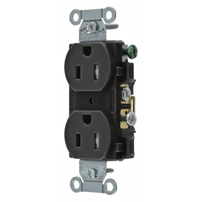 BRYANT Receptacle: Duplex, 5-15, Black, 125V AC, 15 A, 2 Pole / 3 Wire (MPN CRS15BLKTR) - General Purpose Receptacles