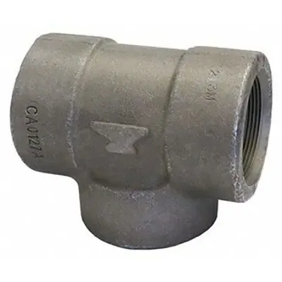 ANVIL Metal Pipe Tee: Tee (run x run x branch), Steel, Class 3000 - Extreme-Pressure Zinc-Galvanized Steel Pipe Fittings