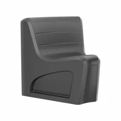 Floor-mounted armless lounge chair with a black polyethylene seat. Suitable for single-seat use in commercial waiting areas, lobbies, or break rooms.