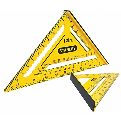 STANLEY Quick Square: 7 in Square Size, ABS Plastic, Inches, 1/8 in, 1/8 in, SAE - Rafter Squares