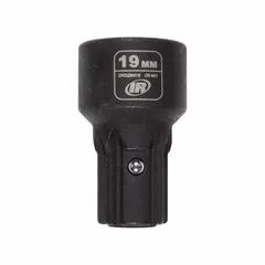 Metric impact socket with 19 mm hex size, 6-point configuration, and standard length. Overall length of 1 9/16 inches. Designed for use with impact wrenches in fastening and loosening metric bolts and nuts in automotive, industrial, and maintenance applications.