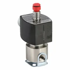 This 3-way/2-position configurable solenoid valve from REDHAT features a 1/4 in pipe size and operates on 24V DC. The coil enclosure is rated explosion proof and watertight, making it suitable for hazardous environments. Typical applications include on/off control of air, water, or light oil in industrial fluid control systems.