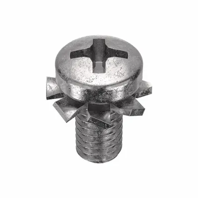 SEMS M4x0.70 x 8mm Stainless Steel Pan Head Machine Screw with - Machine Screws with External Tooth Lock Washers