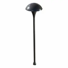 LED pathway light for low-voltage landscape lighting. Delivers 105 lumens at 3000K warm white, consumes 2 W on 12V AC. Bronze housing with 19 1/2 in overall height. Suitable for illuminating walkways, garden paths, and driveways.
