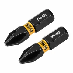 This impact bit features a #2 Phillips (PH2) tip and a hex shank for secure retention in power tool chucks. With a 1-inch overall length, it is suited for driving screws in assembly and construction tasks using impact drivers or other power tools.