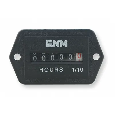 ENM Hour Meter: Hour Meters, Front Panel Mounting, Analog, 7/8 in x 1 3/8 in