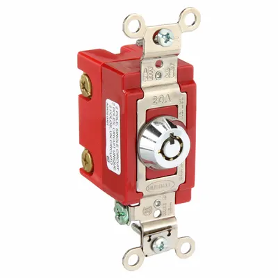 HUBBELL Wall Switch: Locking Switch, Double Pole, Maintained, Silver, 120/277V AC - Locking Wall Switches