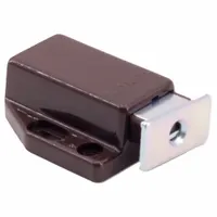 This magnetic push-to-close catch is made of plastic with a height of 9/16 in and a width of 1 7/16 in. It operates with a push action for latching. Suitable for use in cabinets, enclosures, and light-duty access doors where a simple magnetic latching solution is required
