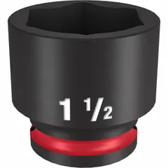 This 1/2" drive impact socket is designed for heavy-duty fastening and loosening of SAE 1-1/2" hex nuts and bolts using impact wrenches. Commonly used in automotive repair, construction, and industrial maintenance where high torque is required.