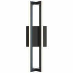 This Cass Wall Sconce delivers 1,800 lumens at 3000K with a 90 CRI, consuming 18 watts on 120V AC. The fixture is dimmable and measures 3-7/8 inches in length with a black finish. Suitable for accent or ambient lighting in commercial and hospitality interiors such as lobbies, corridors, and meeting rooms.