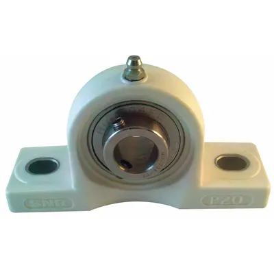 NTN Pillow Block Bearing: 1 3/16 in Bore, Polymer, Set Screws, 1 11/16 in Shaft Ht - Food-Grade Pillow Block Ball Bearings
