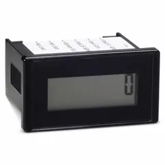 Panel-mounted digital counter with high-contrast LCD display for clear readout in industrial control panels. No reset function ensures tamper-proof totalization of cycles, parts, or events. Complies with RoHS, CE, UL, and WEEE standards.