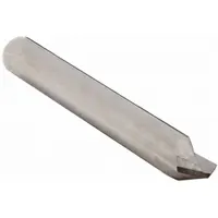 This carbide chamfer mill features a 3/16" mill diameter, 2" overall length, 2 flutes, and an 82° included angle. It is used for deburring and beveling edges on metal workpieces, commonly applied in machining operations for preparing weld joints or finishing part edges