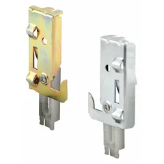 This hanging door guide is designed for sliding door systems to maintain door alignment and stability on the track. It measures 2-3/4 in length by 3-3/4 in width and supports doors up to 40 lb. Suitable for residential or light-commercial applications.