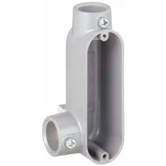Aluminum LL 90° elbow type conduit outlet body with 3/4 in trade size and 7 cu in body capacity. Features a set screw hub and powder coated finish. Designed for use with EMT conduit to provide a pull point or junction in conduit runs.