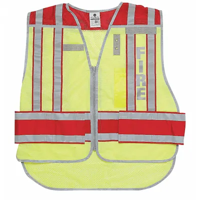 OEM Fire Safety Vest, Green/Red, Polyester, Zipper, Size 2XL-4XL, MPN 4003BV-2X-4X