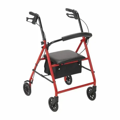 FIRST VOICE Rollator, Bariatric, 31 1/2 in, Aluminum, Black/Red, MDS86800XW - Rollators