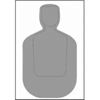 Paper silhouette target for scoring and qualification at shooting ranges. Measures 35 inches high by 23 inches wide in gray. Sold in a 50-pack