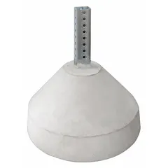 Concrete sign base weighing 125 lb, designed for 2 in x 2 in square posts. Gray concrete construction with integrated square post sleeve for secure post insertion. Used for portable signage in traffic control, construction zones, and parking lots.