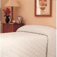 This MARTEX bedspread is a quilted coverlet in a solid Bone color, made from a cotton/polyester blend with polyester fiberfill. Measuring 118 inches in length and 100 inches in width, it is sized for a queen mattress. Suitable for use as a decorative bed covering in hospitality or residential settings