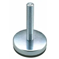 This non-skid male leveling mount features a fixed stud design with a 5/8"-11 thread size and a 2.8 in type. It has a round base with a rubber thrust pad and a plain finish, supporting a load capacity of 500 lb. Suitable for leveling and vibration control of machinery, conveyors, and workstations in industrial environments