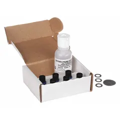 Cap membrane kit for dissolved oxygen and BOD probes. Overall height 2 in, width 3 in, depth 4 in. Used in water quality monitoring, wastewater treatment, and environmental testing.