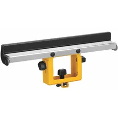 Miter saw stop accessory compatible with DEWALT DWX723 and DWX724 miter saw stands. Provides a repeatable stop for cutting multiple workpieces to identical lengths. Dimensions: 2 7/8 in length, 15 in width, 2 3/4 in height.