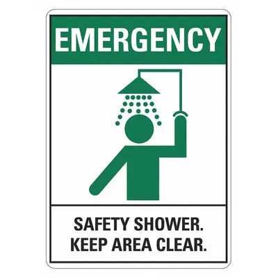 LYLE Emergency: Safety Shower. Keep Area Clear. Signs