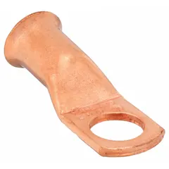 This copper side terminal lug is designed for terminating 1/0 ga wire to a 1/2 in stud. It supports both crimp and solder connections for secure, low-resistance joints in power distribution and control circuits. The straight shape and copper construction make it suitable for use in electrical panels, switchgear, and heavy equipment.