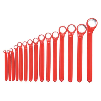 WIHA Box End Wrench Set: Alloy Steel, Chrome, 16 Tools - SAE, Single End, 12-Point, Ratcheting Box End Wrench Sets