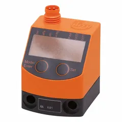 Digital vacuum switch for monitoring compressed air systems. Features a pressure range of -14.6 to 14.6 psi, PNP output, and SPST switching function. Housing is PBT with FKM wetted materials. Pressure connection is G1/8 BSP; electrical connection is 4-pin M8 connector. Output current rating is 0.1 A.