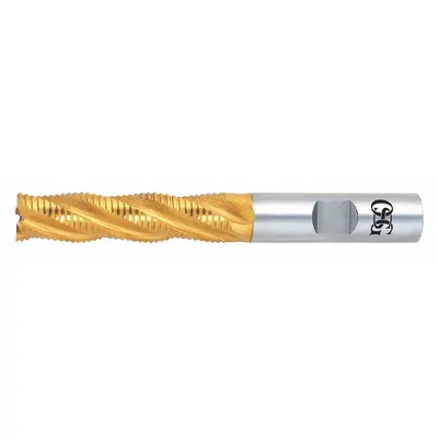 OSG Roughing End Mill: High Speed Steel, TiN Coating, 5 Flute, 1" Mill Dia - General Purpose High-Speed Steel Roughing End Mills